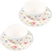 Hoement 1Set Bone China Coffee Cup Set with Saucer Elegant Retro Tea Cup for Home and Office Use Heat Resistant for Festivals and Housewarming