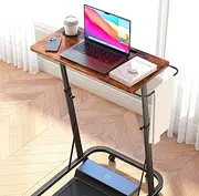 Semohop Treadmill Desk with Wheels,Small Portable Walking Pad Desk,Mobile Bike Trainer Table,Rolling Table Adjustable Height for Laptop,Indoor Cycling Trainer Stand,Bedside Table