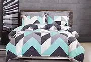 Luxor Linen Dreamfields 100% Cotton Chevron Soft Doona Duvet Quilt Cover Set, King Single