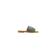 Chloe Elegant Forest Green Cotton Slides