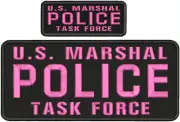 U.S. MARSHAL P TASK FORCE EMB PATCH 4.75X11 AND 2X5 VELCR@ ON BACK PINK ON BLK