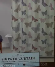 Home Classics Fabric Papillon Butterfly Shower Curtain 70x72 NIP