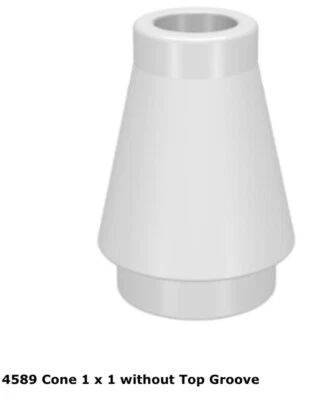 Lego 1x 4589b White Cone 1 x 1 with Top Groove 9497