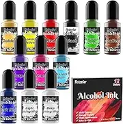 Alcohol Ink Set - 12 Bottles Vivid Colors High Concentration Metallic Alcohol Paint Resin Dye, Safe Fast Drying Effect, Alcohol Ink for Epoxy Resin, Art Painting, Glass, Tumbler Making, 10ml Each