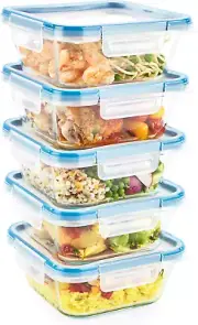 Snapware Total Solution Glass Square Food Storage Container Set with Plastic ...