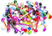 [Ozmw] 12 Piece Tongue Piercing Set Made of Plastic with Ball Clasps, Tongue Piercing for Stylish Looks