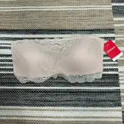 Spanx Womens Undie-Tectable Better Bandeau Lace Strapless Bra Creme Blush Small