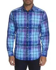 Robert Graham PROTOTYPE $248 Small NWT NEW Blue Purple Botanical Sport Shirt