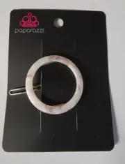 In The Round White Paparazzi Hair Clip Accessory