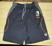Mens AND1 Adjustable Elastic Waist Basketball Shorts Size Medium Grey & Orange