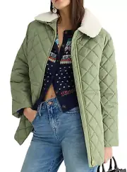 J.CREW GENERAL SURPLUS GREEN QUILTED SHERPA LINED PUFFER JACKET COAT SZ M BM542