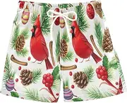 [RPLIFE] Kids Swimming Shorts, Anti Chafe Swim Trunks Boys 2 T, Red Birds Christmas