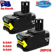 20X 18V 6Ah 9Ah for Ryobi ONE+ PLUS Li-ion Battery Charger RB18L50 RB18L60 P108