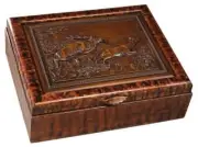 Box MOUNTAIN Lodge Elk Hinged Lid Chestnut Resin Hand-Painted Hand-Cast
