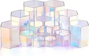 Jetec 12 Pcs Acrylic Display Risers Hexagonal Jewelry Display Stands Perfume Jewelry Showcase Acrylic Jewelry Display Organizer for Collectible Figures Jewelry Display, 6 Sizes (Rainbow Color)