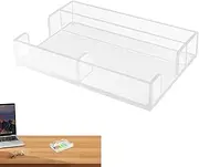 Sticky Note Holder for Desk,Clear Acrylic Notepad Holder Dispenser - Sticky Note Holder Self-Stick Note Pad Holder with Glasses Organization Desk Organizer for School Home