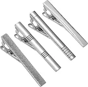 [Healeved] Tie Clips for Men 4 Pcs Minimalist Tie Pinch Clips Strong Spring Business for Formal Suit