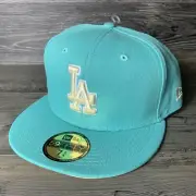 New Era Los Angeles Dodgers Mint LA Sidepatch 59fifty Fitted Cap Size 7 3/4