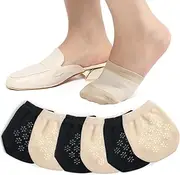 [Toes Home] Toe Topper Socks No Show Liner Half Socks for Women Seamless Grip Non Slip Socks Hidden Toe Covers Socks for Mule 4/8 Pairs