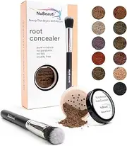 Pure Mineral Shades Root Concealer Touch Up Powder | All-Natural Crushed Minerals With Brush | Fast and Easy Total Gray Hair Cover up For Black | Brown | Auburn and Blonde Hair .32 ounce (Medium Brown)