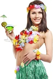 Grass Skirts for Adults Hula Skirt Plus Size Luau Dance Hawaiian Party Costume Elastic Waist