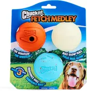 Fetch Medley Dog Balls - 3-Pack of High-Bounce, Floating, and Rugged Balls - Med