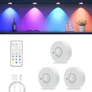 Rechargeable LED Cupboard Light, USB Wireless RGB Puck Light, Battery Operated S