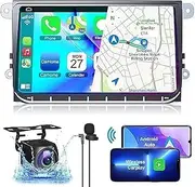 (4G RAM 64G ROM) Car Radio for Volkswagen VW Passat MK5 MK6 RCD330, Android 12.0 9 Inch 5G WiFi VW Stereo Support Carplay/Android Auto,GPS Navigation with Bluetooth,Backup Camera 1080P,SWC/FM Radio