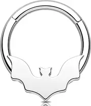 [Melighting] 16G Bat Septum Ring Stainless Steel 316L Septum Jewelry 8mm/10mm Daith Piercing Jewelry Septum Piercing Halloween Helix Earring for Women Septum Clicker