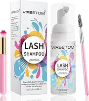 Eyelash Extension Cleanser, Eyelash Extension Shampoo For Eyelashes Cleansing And Extensions, Gentle Lash Shampoo + Brush + Mascara Wand, Paraben & Sulphate Free Lash Cleanser For Salon & Home Use(2 Fl.Oz / 60ml)