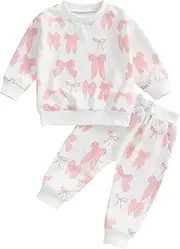 [Engofs] Baby Girl Clothes 3 6 9 12 18 24 Months 2T 3T Long Sleeve Sweatshirt Pants Set Toddler Fall Winter Outfits
