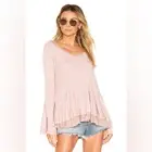 NWT FREE PEOPLE SIZE XS Tangerine Tee in Mauve pink top blouse long sleeve