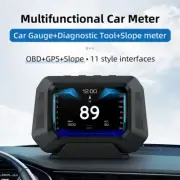 Car Smart OBD2 GPS Head Up Display HUD Gauge Speedometer Slope Meter Speed Alarm