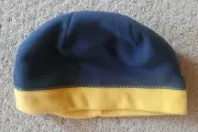LANDS' END KIDS Fleece Reversible Beanie Hat - Kids size Med - NWT - Blue/Yellow