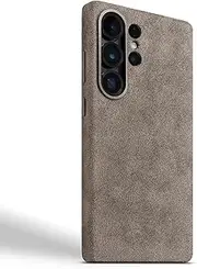 Fluffy Leather Cover for Samsung Galaxy S25/S25 Plus/S25 Ultra, Matte Magnetic Business Slim Wireless Charging Cases Fiber Lining Protection Shell,S25 Plus,Brown