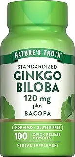 Nature's Truth Ginkgo Biloba 120 mg Standardized Extract Plus Bacopa Extract, 100 Count
