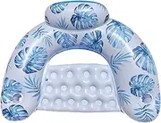Pool Floats Adult - Inflatable Floating Recliner Bed | Soft U Shape Pool Raft with Cup Holder for Tanning Stress Relief Water Play Vacation Backyard Travel Party River Beach Lake
