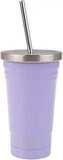 [Oasis] Stainless Steel Double Wall Insulated Smoothie Tumbler W/Straw 500Ml - Lilac
