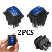 2PCS Blue LED Rocker Switch DPDT 16A 250V AC for Car Boat OnOffOn Position