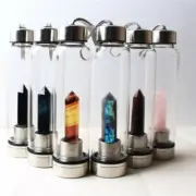 Natural Elixir Quartz Crystal Water Bottle Crystal Obelisk Point Healing Wand