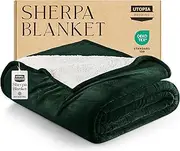 Utopia Bedding Sherpa Blanket King Size [Forest Green, 90x102 Inches] - 480GSM Thick Warm Plush Fleece Reversible Blanket for Bed, Sofa, Couch, Camping and Travel