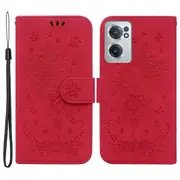 Shockproof Pu Leather Case For Oneplus Nord Ce 2 5g, Adjustable Stand Imprinting Roses Butterflies Pattern Phone Wallet Flip Protective Cover