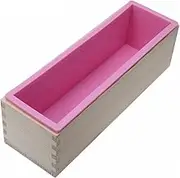 LOLIPPYY Flexible Rectangular Soap Mold with Wooden Box DIY Silicone Tool for Soap Cake Bread Making Heat Resistant Non Stick Easy to Clean Small Color Color
