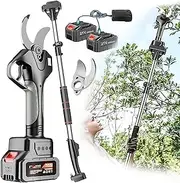 Cordless Electric Pruning Shears, Rechargeable Garden Secateurs with 45mm Cutting Diameter, 2 Batteries, LCD Display, for Tree Pruning & Garden Maintenance