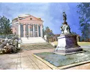 Watercolor painting University of Virginia UVA Rotunda college decor (original)
