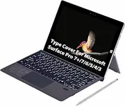 Detachable Keyboard Type Cover for Microsoft Surface Pro 7 Plus, 7, 6, 5, 4, 3 (12.3 inch) - Ultra Slim Portable Magnetic Bluetooth Keyboard With Multi-touch Trackpad and 7 Color Backlit