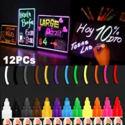 12PCS 3/6mm Liquid Chalk Marker Pens LED Writing Board Glass Art Pen Window