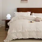 White Ruffle Duvet Cover Set Full Size Vintage Ruffle Fringe Comforter Cover