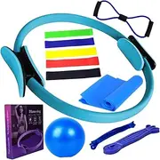 12Pcs Pilates Circle and Ball Set with Resistance Bands for Exercise