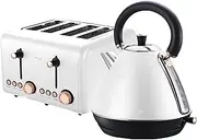 Pronti Rose Trim Collection Toaster & Kettle Bundle - White